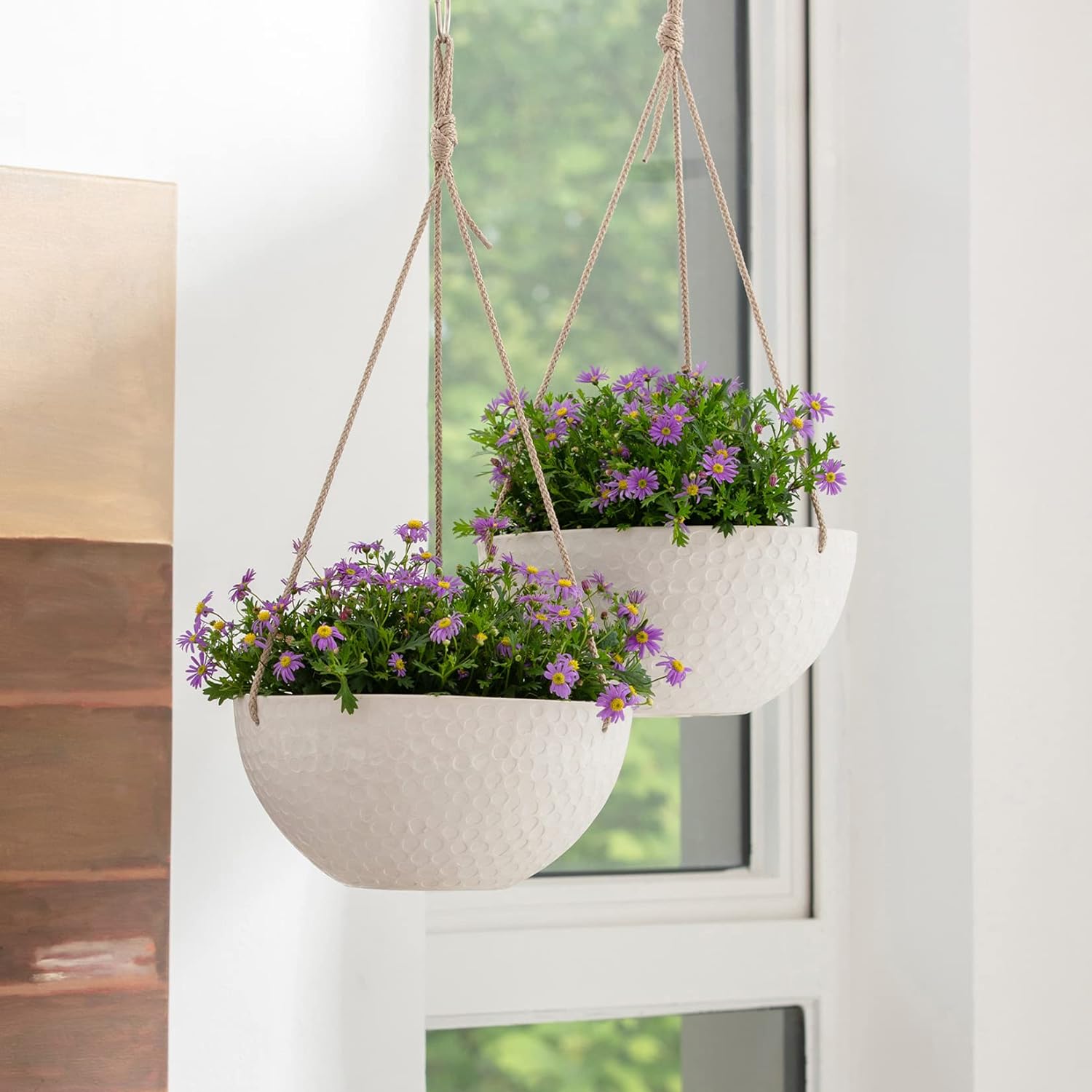 Elevate Your Space with Our Set of 2 White Hanging Planter Baskets